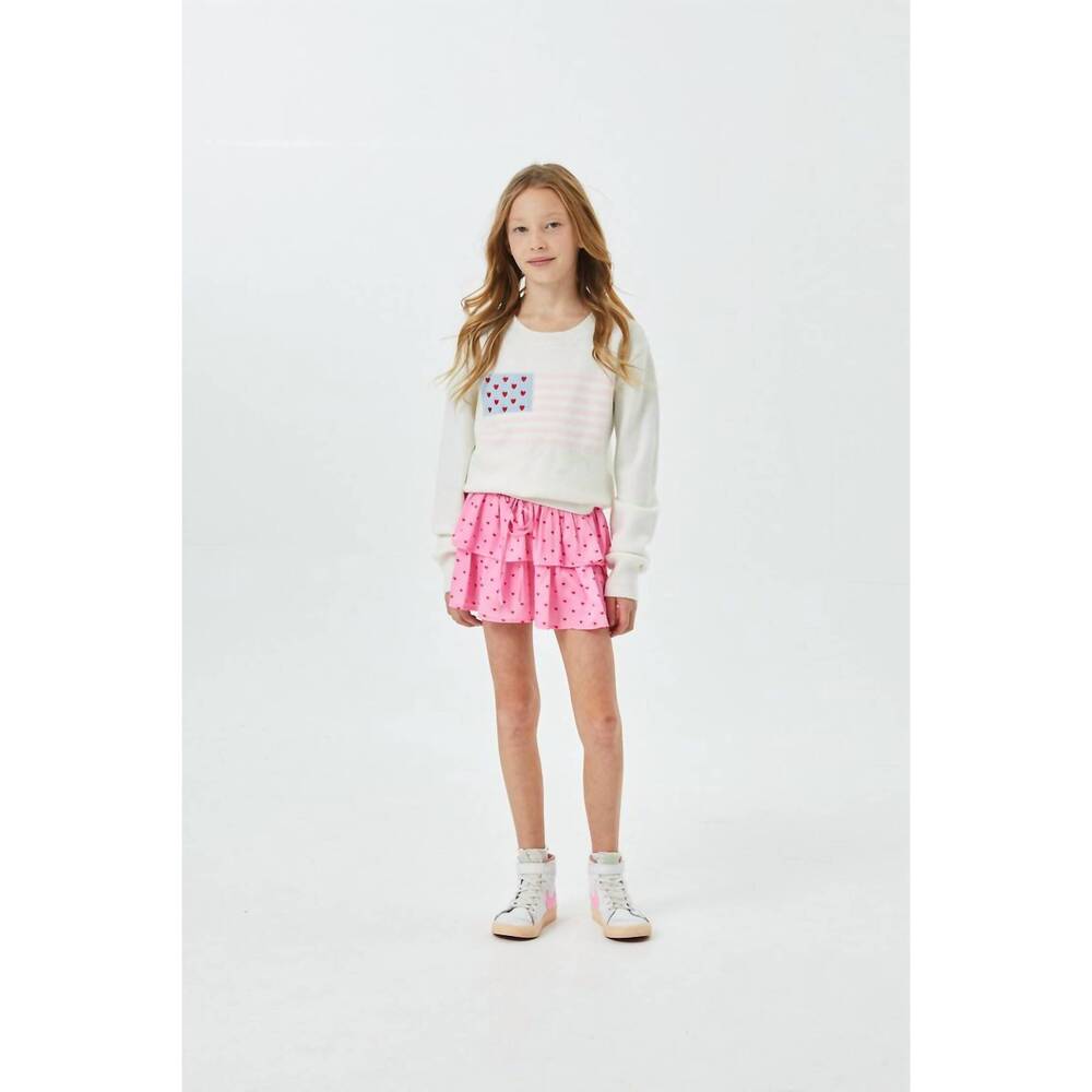 NEW THEME tiegan american flag sweater in white